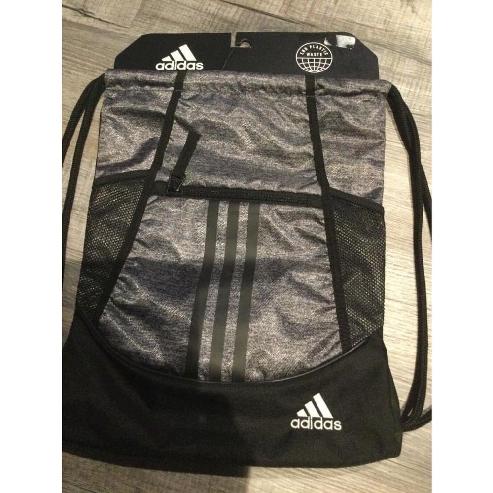 Adidas Alliance II Sackpack Backpack Jersey Gray Green Drawstring Zip New